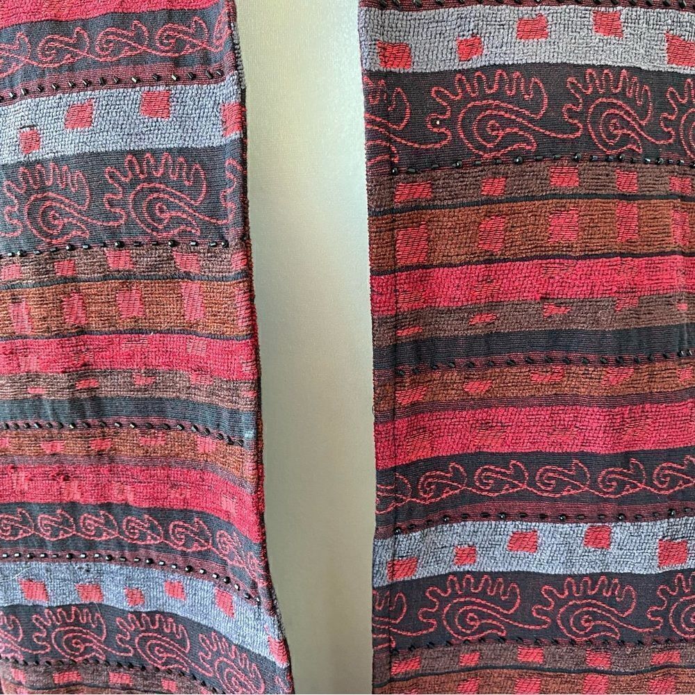 Alfred Dunner Aztec Pattern Jacket Red Beaded Open Front SZ 14 - Picture 8 of 14